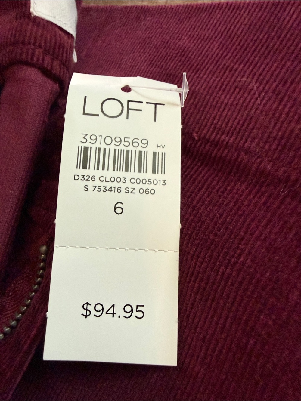 LOFT Corduroy Pants in Burgundy - Picture 2 of 3